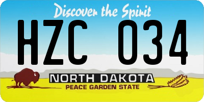 ND license plate HZC034