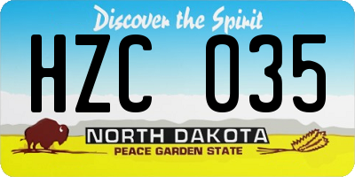 ND license plate HZC035