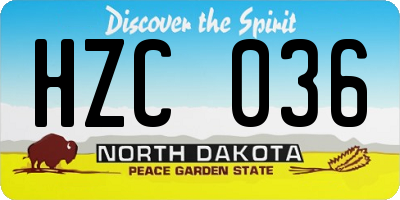 ND license plate HZC036