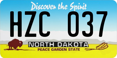 ND license plate HZC037