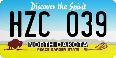 ND license plate HZC039