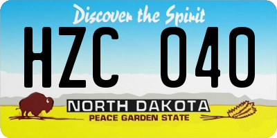 ND license plate HZC040