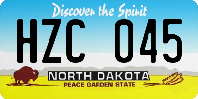 ND license plate HZC045