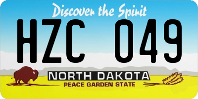 ND license plate HZC049