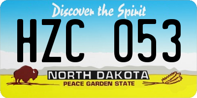 ND license plate HZC053