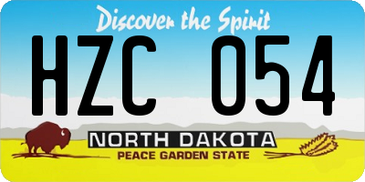 ND license plate HZC054