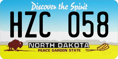 ND license plate HZC058