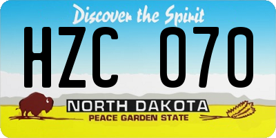 ND license plate HZC070
