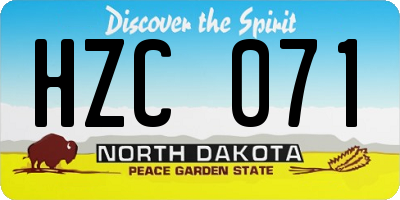 ND license plate HZC071