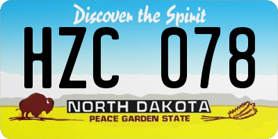 ND license plate HZC078