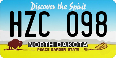 ND license plate HZC098