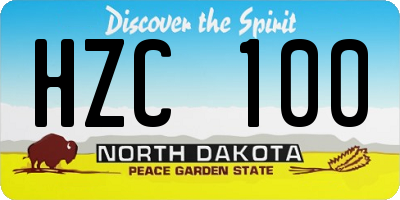 ND license plate HZC100
