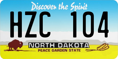 ND license plate HZC104
