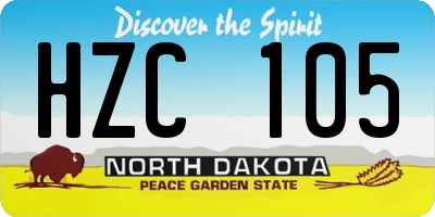 ND license plate HZC105