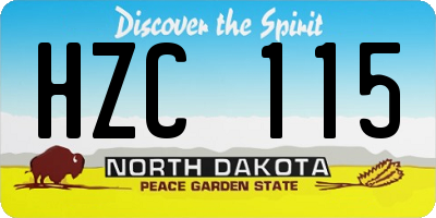 ND license plate HZC115