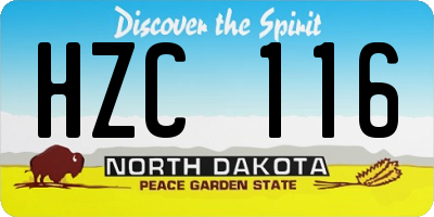 ND license plate HZC116