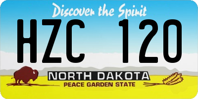 ND license plate HZC120