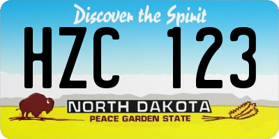 ND license plate HZC123