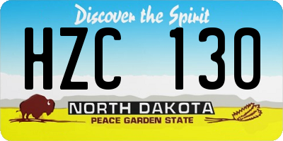 ND license plate HZC130