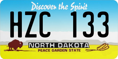 ND license plate HZC133