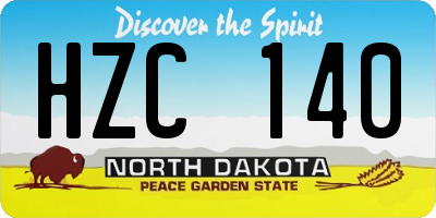 ND license plate HZC140