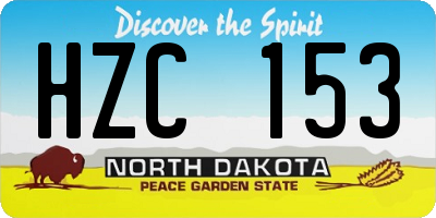 ND license plate HZC153