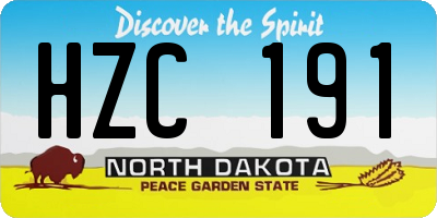 ND license plate HZC191