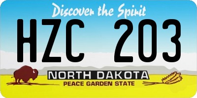 ND license plate HZC203