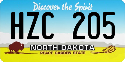 ND license plate HZC205