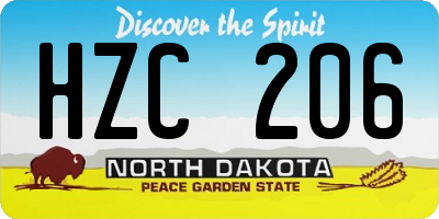 ND license plate HZC206