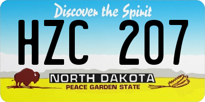ND license plate HZC207
