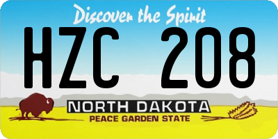 ND license plate HZC208