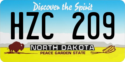 ND license plate HZC209