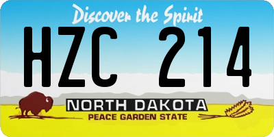 ND license plate HZC214