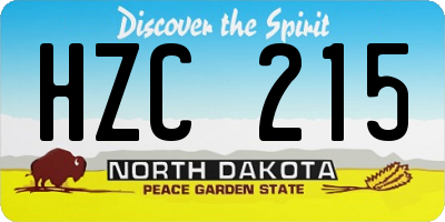ND license plate HZC215