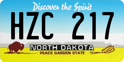 ND license plate HZC217