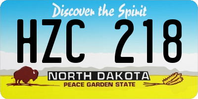 ND license plate HZC218