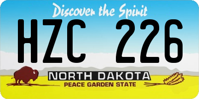 ND license plate HZC226