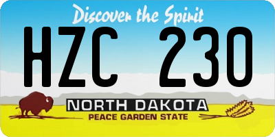 ND license plate HZC230