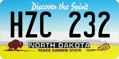 ND license plate HZC232
