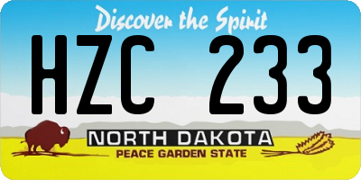 ND license plate HZC233