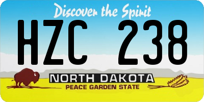ND license plate HZC238