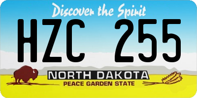 ND license plate HZC255