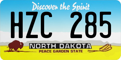 ND license plate HZC285