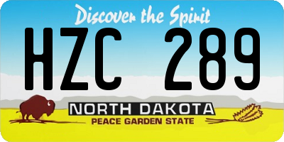 ND license plate HZC289