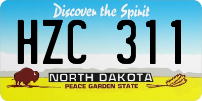 ND license plate HZC311