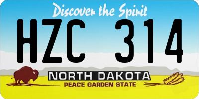 ND license plate HZC314