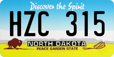 ND license plate HZC315