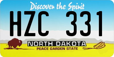 ND license plate HZC331