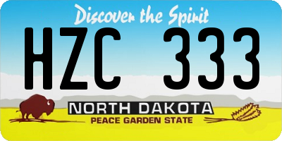 ND license plate HZC333